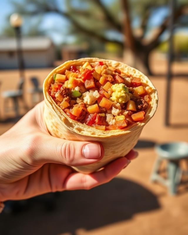 Hand holding burrito